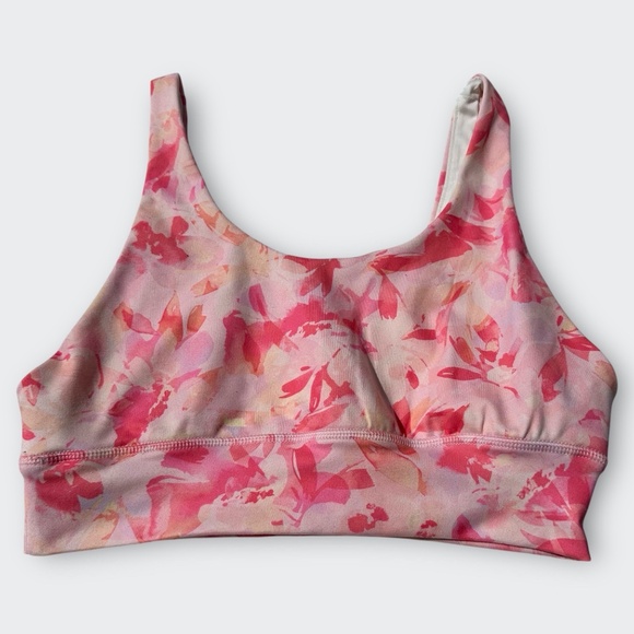 RBX Abstract Floral Print Sports Bra Athletic Exercise CrossFit Fitness Pink M - Picture 1 of 5